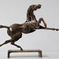 sculpture bronze cheval qui rue en acier - Erwan André