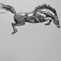 sculpture cheval de sport qui saute en métal - Erwan André - metal jumping horse sculpture